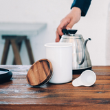Enamel Tea & Coffee Canister Bona, 200g ❘ Olive Wood
