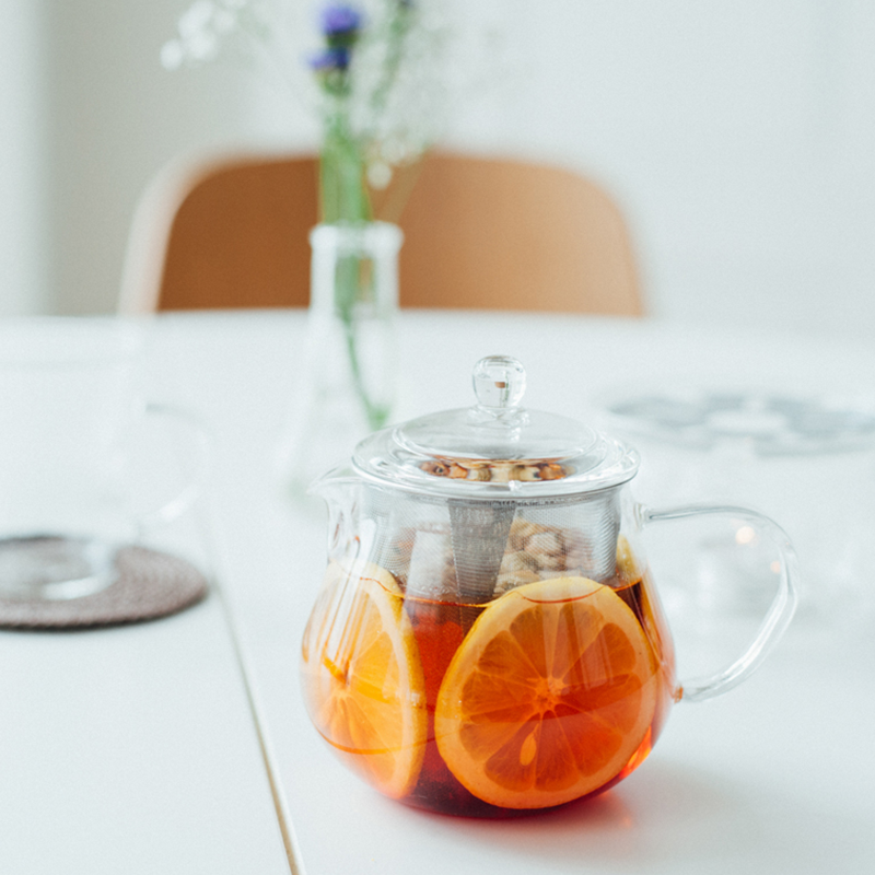 Heatproof Glass Leaf Teapot Clear, 450mL