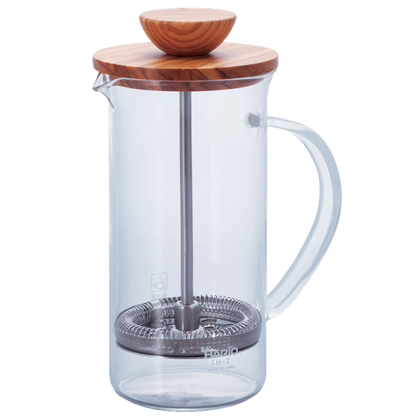 HARIO THW-2-OV Wood Tea Press 300ml heatproof glass 