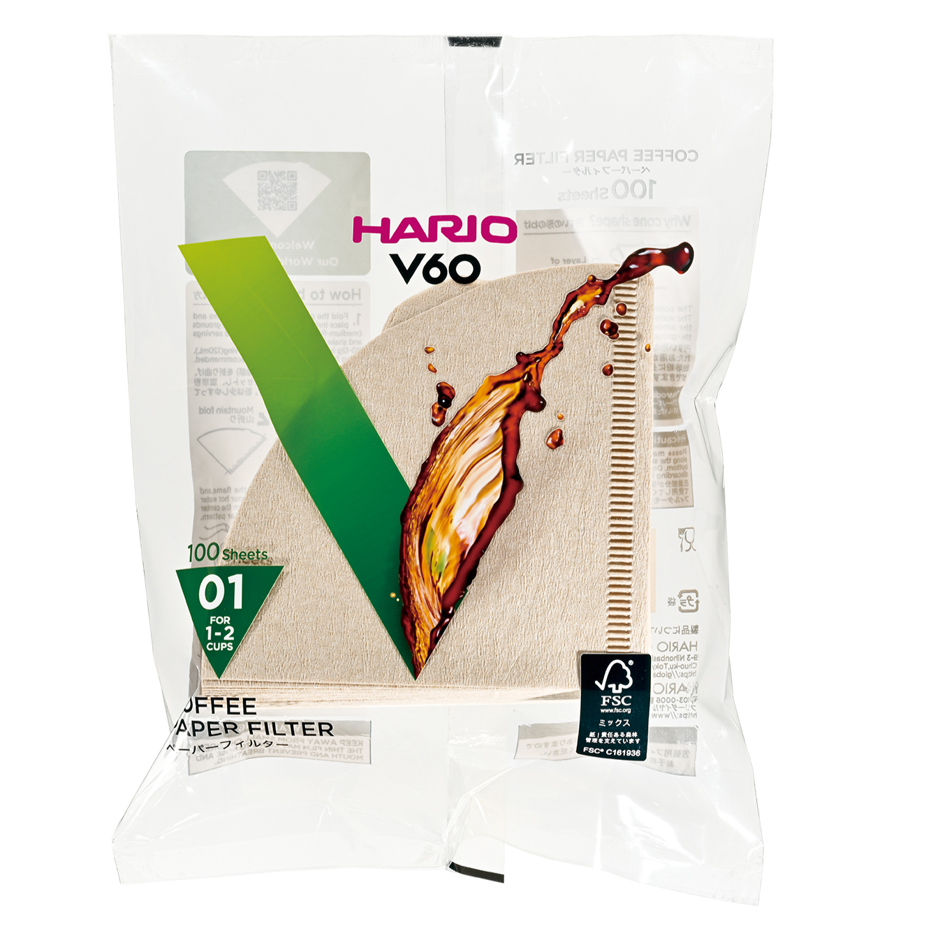 V60 Filter Paper, 01 Size, 100 pcs, Natural
