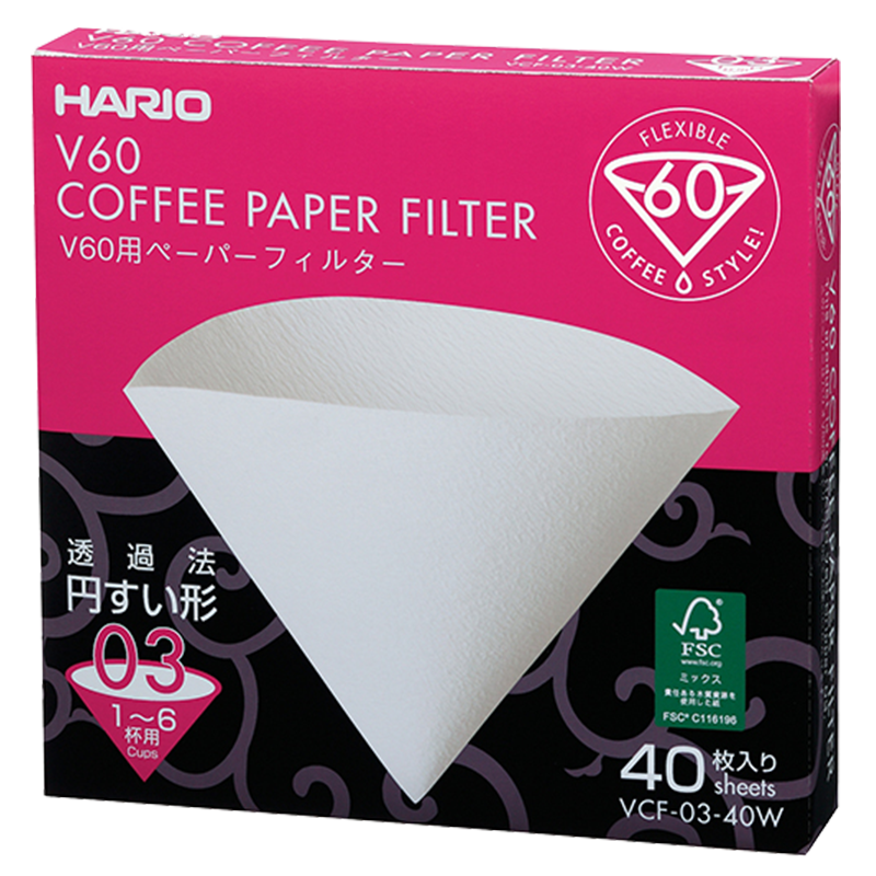 V60 Filter Paper, 03 Size, 40 pcs, White (Box)
