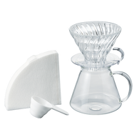 HARIO S-VGBK-02-T [Simply HARIO Series] V60 Glass Dripper & Server Set filter paper measuring spoon