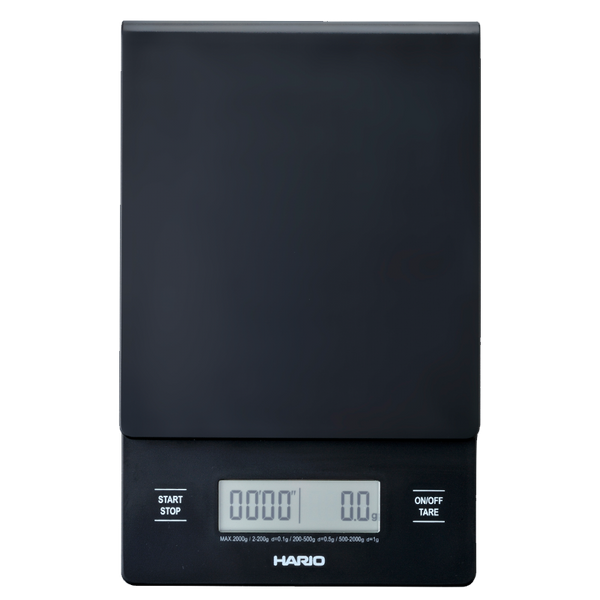 HARIO VSTN-2000B-BLM V60 Drip Scale - Bloom Series Black top view